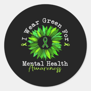 I Wear Green For Mental Health Awareness Month Gre Classic Round Sticker