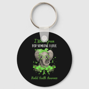 I Wear Green For Mental Health Awareness Ribbon El Key Ring
