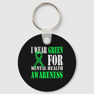 I Wear Green For Mental Health Awareness Shirt Men Key Ring