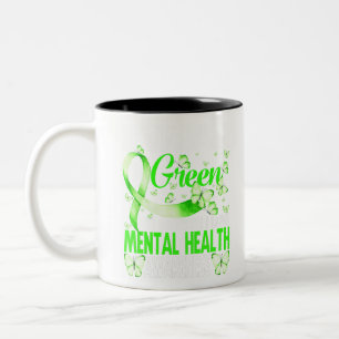 I Wear Green For Mental Health Awareness Two-Tone Coffee Mug