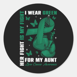 I Wear Green For My Aunt Liver Cancer Awareness Bo Classic Round Sticker