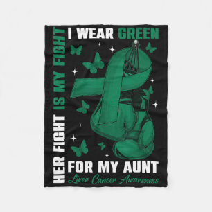 I Wear Green For My Aunt Liver Cancer Awareness Bo Fleece Blanket