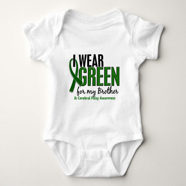 I Wear Green For My Brother 10 Cerebral Palsy Baby Bodysuit (Front)