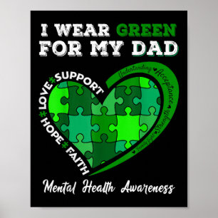 I Wear Green For My Dad Mental Health Awareness So Poster