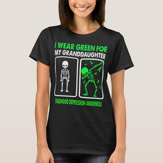 I Wear Green For My Granddaughter CHILDHOOD DEPRES T-Shirt (Front)