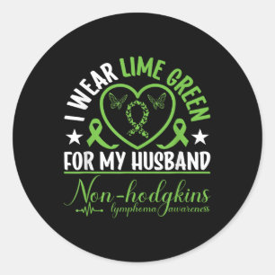 I Wear Green For My Husband Mental Health Awarenes Classic Round Sticker