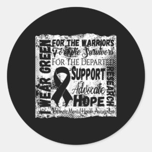I Wear Green For The Warriors Shirt Mental Health  Classic Round Sticker
