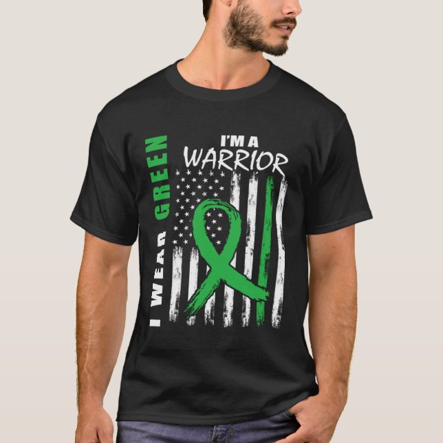 I Wear Green Kidney Disease Warrior Awareness USA  T-Shirt (Front)