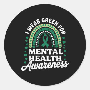 I Wear Green Mental Health Awareness Classic Round Sticker