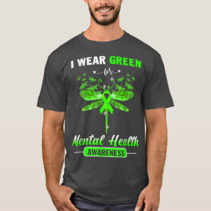 I Wear Green Mental Health Awareness Dragonfly 234 T-Shirt