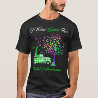 I Wear Green Mental Health Awareness Gnomes Tree  T-Shirt