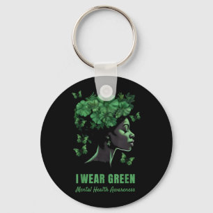 I Wear Green Mental Health Awareness Month Key Ring
