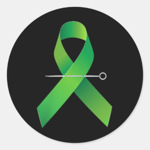I Wear Green Ribbon American Flag Mental Health Aw Classic Round Sticker