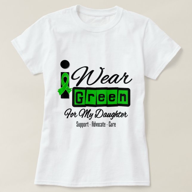 I Wear Green Ribbon (Retro) - Daughter T-Shirt (Design Front)