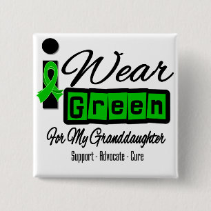 I Wear Green Ribbon (Retro) - Granddaughter 15 Cm Square Badge