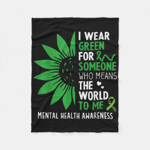 I Wear Green Sunflower Mental Health Awareness Fleece Blanket