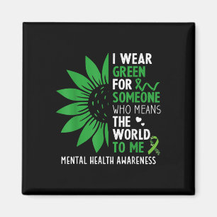 I Wear Green Sunflower Mental Health Awareness Magnet