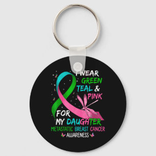 I Wear Green Teal Pink For My Daughter Metastatis Key Ring