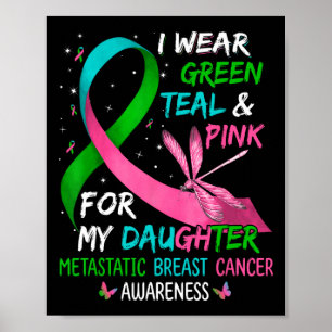 I Wear Green Teal Pink For My Daughter Metastatis Poster