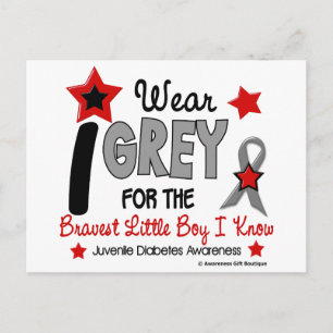 I Wear Grey 12 Bravest Little Boy Juv Diabetes Postcard