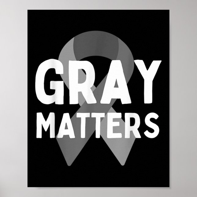 I Wear Grey For Brain Tumour Awareness Grey S Ribb Poster (Front)