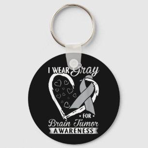 I Wear Grey For Brain Tumour Awareness Key Ring