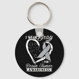 I Wear Grey For Brain Tumour Awareness Key Ring
