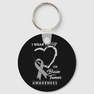 I Wear Grey For Brain Tumour Awareness Key Ring