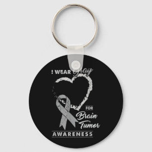 I Wear Grey For Brain Tumour Awareness Vintage Key Ring