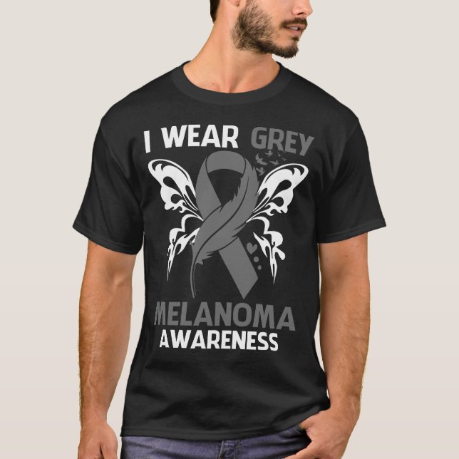 I Wear Grey For MELANOMA Awareness T-Shirt (Front)