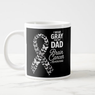 I wear Grey for my Dad - Brain Cancer Awareness Large Coffee Mug