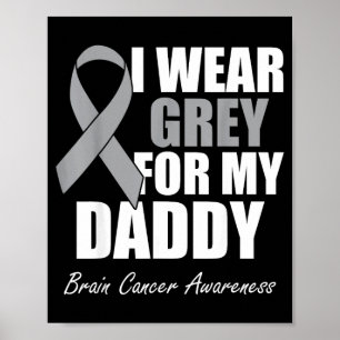 I Wear Grey For My Daddy Brain Cancer Awareness Poster
