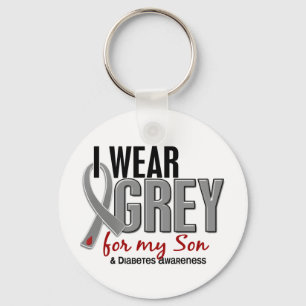 I Wear Grey For My Son 10 Diabetes Key Ring