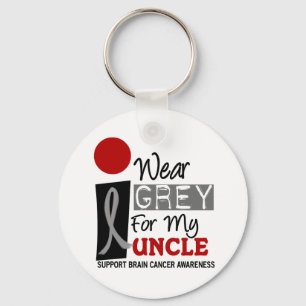 I Wear Grey For My Uncle 9 BRAIN CANCER Key Ring