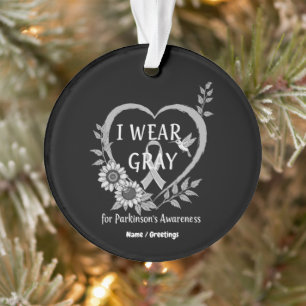 I Wear Grey For Parkinson's Awareness Warrior Ornament
