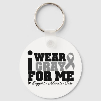 I Wear Grey Ribbon For Me Key Ring