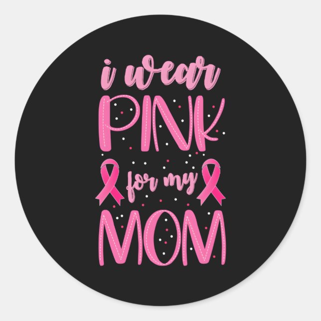 I Wear K For My Mum Breast Cancer Awareness Ribbon Classic Round Sticker (Front)