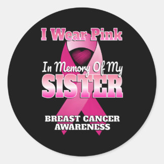 I Wear K In Memory Of My Sister Breast Cancer Awar Classic Round Sticker
