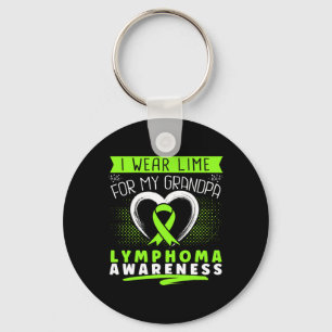 I Wear Lime For My Grandpa Lymphoma Awareness Hear Key Ring