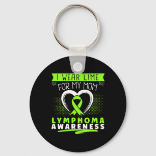 I Wear Lime For My Mum Lymphoma Awareness Heart Key Ring