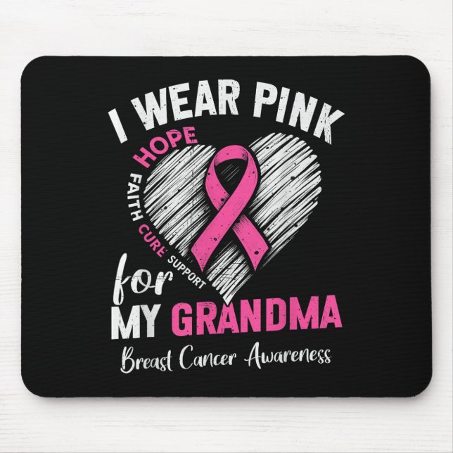 I Wear Nk For My Grandma Heart Breast Cancer Aware Mouse Pad (Front)