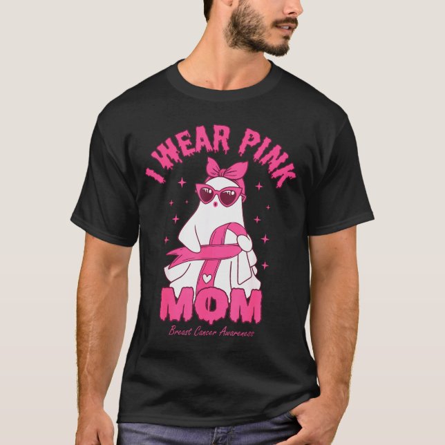 I Wear Nk For My Mom Boo Ghost Breast Cancer Aware T-Shirt (Front)
