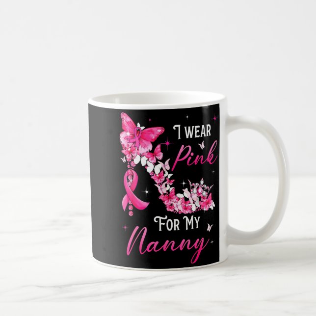 I Wear Nk For My Nanny Breast Cancer Ribbon Suprt  Coffee Mug (Right)