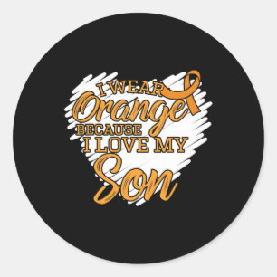 I Wear Orange Because I Love My Son for Leukaemia Classic Round Sticker