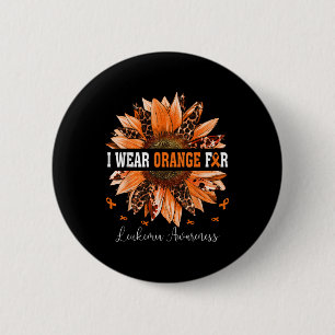 I Wear Orange For Leukaemia Awareness Day Leopard 6 Cm Round Badge