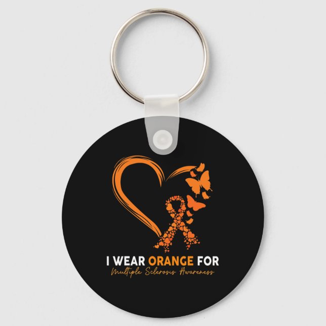 I Wear Orange For Multiple Sclerosis Awareness Ms  Key Ring (Front)