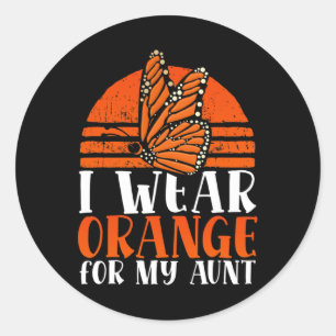I Wear Orange For My Aunt Captivating Butterfly Ms Classic Round Sticker
