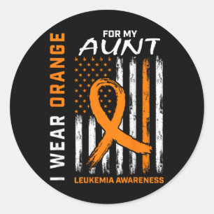 I Wear Orange For My Aunt Leukaemia Awareness Amer Classic Round Sticker