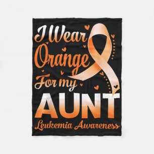 I Wear Orange For My Aunt Leukaemia Awareness Ribb Fleece Blanket