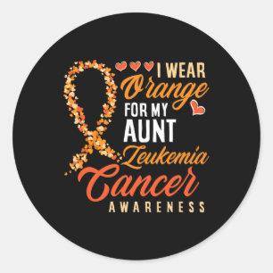 I Wear Orange For My Aunt Leukaemia Cancer Awarene Classic Round Sticker